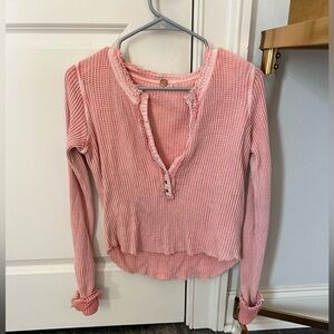 FREE PEOPLE pink long sleeve top